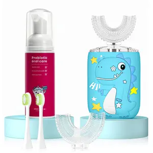 Kids Electric U Shaped Toothbrush,Rechargeable Waterproof Kids Sonic Toothbrush with Soft Brush Head Strawberry Toothpaste Kids Bundle,2025 Exclusive Offer