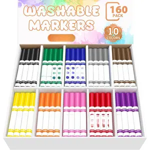 160 Count Washable Markers Bulk, 10 Assorted Colors - Broad Line Conical Tip Coloring Markers, School Art Supplies &  to School Essentials, Teacher Classroom  Haves