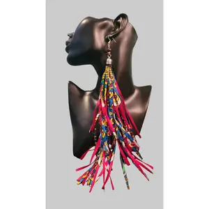 African Pattern Long Shredded Earrings
