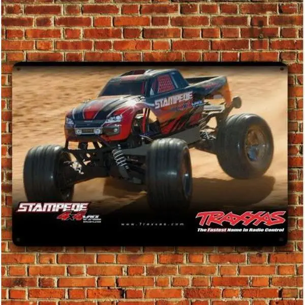 Metal Poster Rc Car Wall Deco Tin Sign Plaque Traxxas Stampede Monster Truck