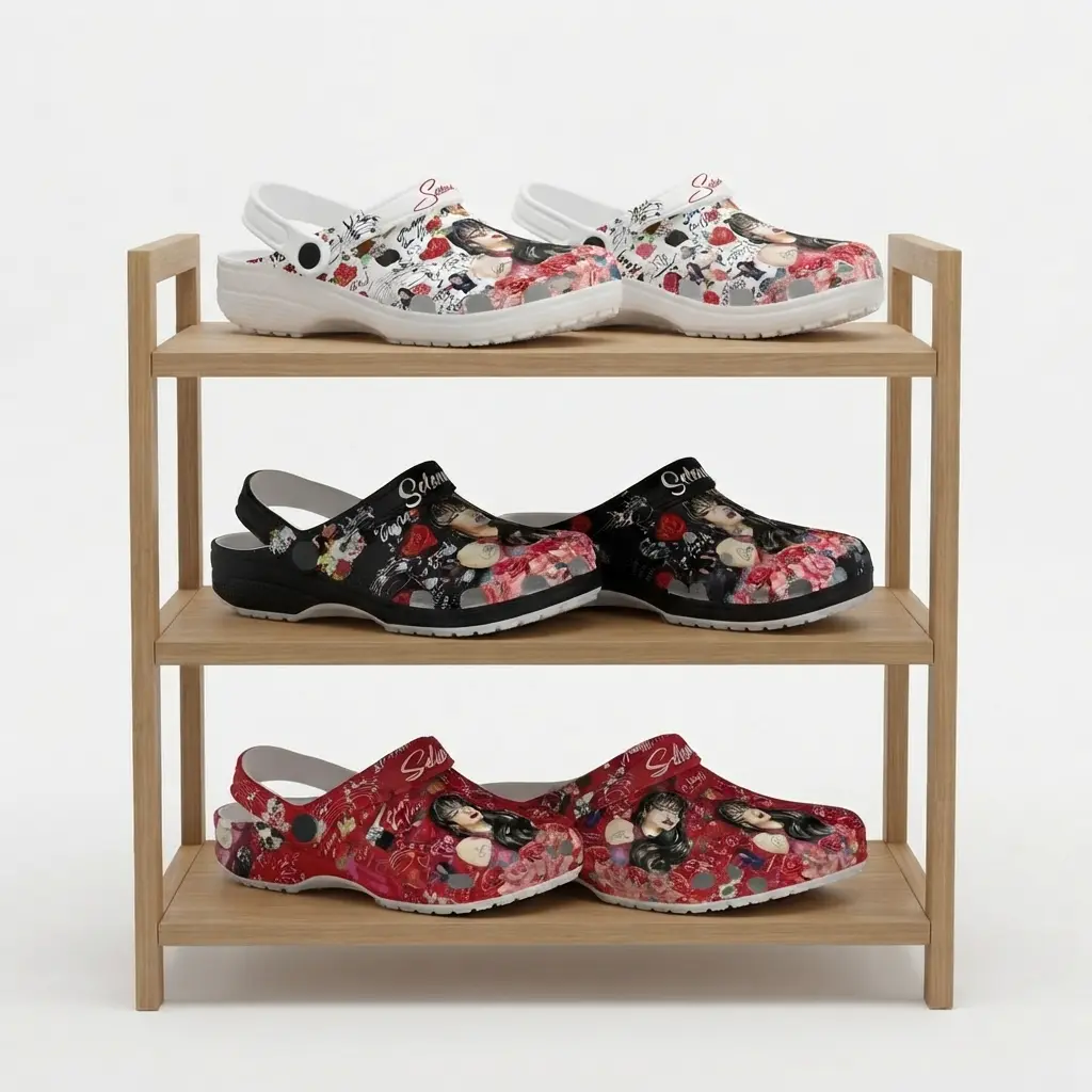 (No Box) Selna Music Clogs Shoes, No Me Graphic Shóe, Heart Girl Blue Clog Sandals, Gift for fan