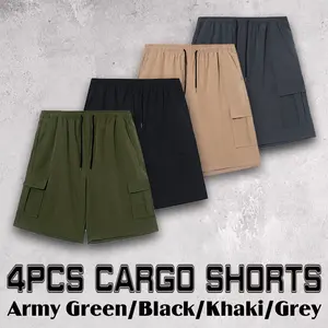 Men's work pants, sports pants, casual shorts, classic elastic waistband design, drawstring design, everyday casual outdoor sports work shorts with multiple pockets
