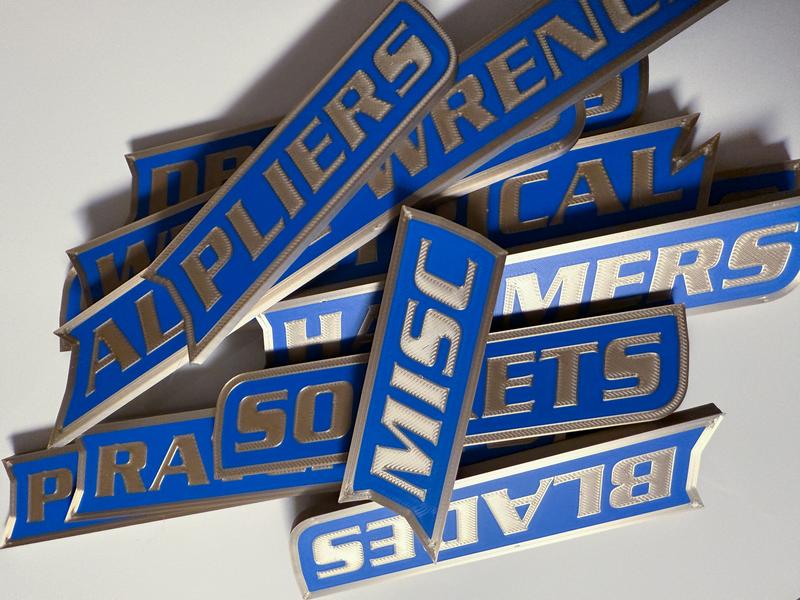 ColKy Designs - 12-Pack Premium Magnetic Toolbox Labels for Tool Organization - 12 Pack of High Quality 3D Printed Personalized Magnets for Metal Cabinets, Drawers, Tool Chests, Decor Plastic Gift - Made to Order • Core Colors • No Custom Text