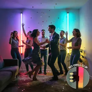 Smart RGB Wall Lamp Floor Lamp, 1m 18 Colors Dynamic Modes, Ambient LED Strip, 5 Brightness Levels, USB Powered, Wall or Floor Mount