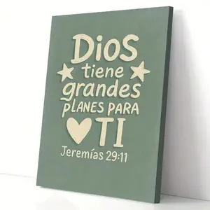 1pc Spanish Bible Verse Canvas Print - "God's Plans For You" Jeremiah 29:11 Religious Wall Art In, Christian Home, Church, Office Decor - Scripture Decoration For Spiritual Growth & Faith Inspiration, Scripture Wall Decor,