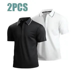 2 Piece Set Men's Solid Color Polo Shirt Business Casual Turn-down Collar Short Sleeve Breathable Versatile Top Two-piece Set