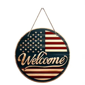 Independence Day wooden hanging welcome door sign small courtyard listing wooden crafts pendant Decor