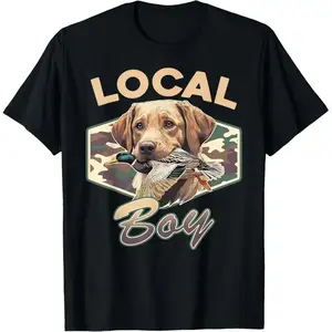 100%25 Pure Cotton Soft & Skin-Friendly "Local Boy" Labrador Hunting Tee | Vintage Outdoor Local Vibes Top.CozyVibes.DogLovers plus  size  top