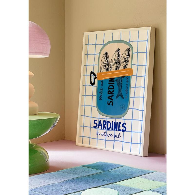 Sardines Wall Art Print, Tin Fish Art Print, Sardines Tin Print, Colorful Fish Print, Kitchen Wall Art, Trendy Wall Art, Seafood Wall Art