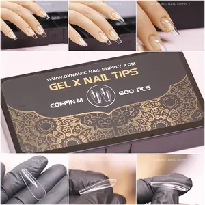[Coffin M] Full Cover Tips - Soft Gel X tips - 600 pcs - Box