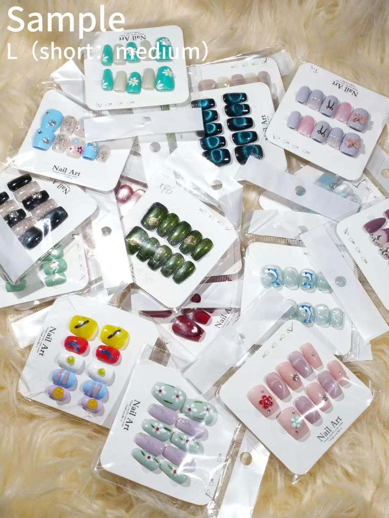 20sets handmade press-on nails selectable size and length random style--Fancia
