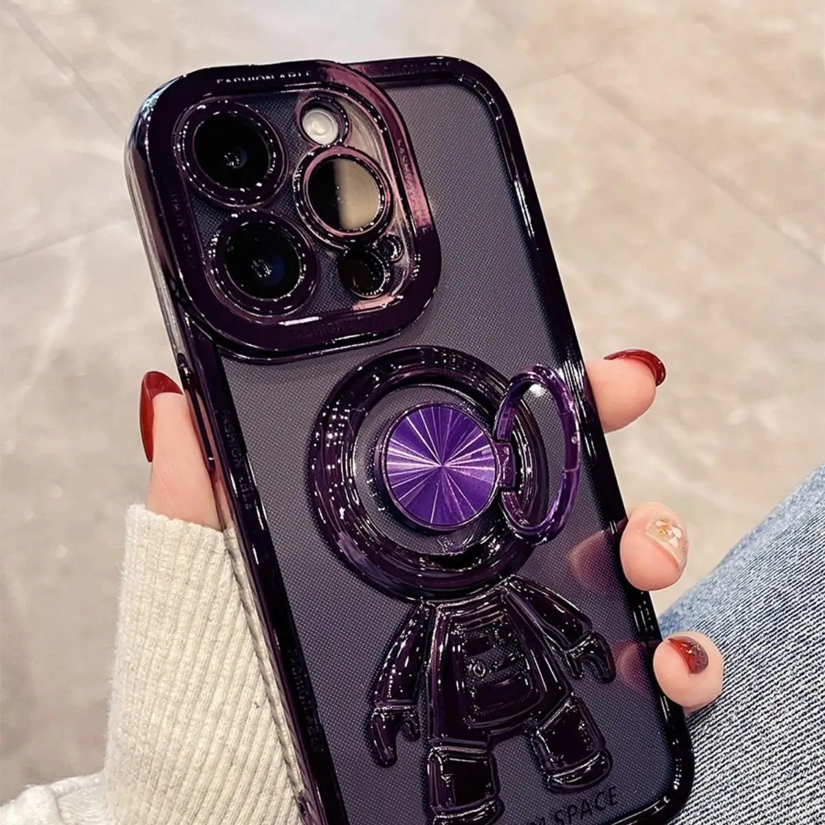 Astronaut Ring Buckle Phone Case, Shockproof Smartphone Protector Cover, Protective Phone Cases for iPhone 11 12 13 14 Pro Max, Cellphone Protection A