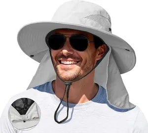 Sun Bucket Hats for Men Women Fishing Hat UV Protection Wide Brim Beach Safari Hat with Neck Flap