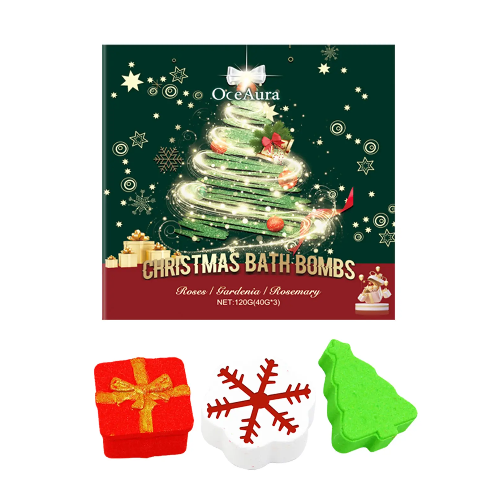 OceAura Christmas Bath Ball Set Colorful Bath Ball Moisturizes Long-Lasting Fragrant Plant Cleaning Bath Ball