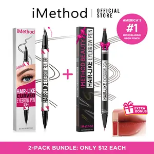 【LIVE】IMethod Best-Sellers Trending -Curved Eyebrow Pen - Microblading Brow Pencil, Micro-Fork-Tip Applicator & Magical 2-in-1 Dual-Ended Eye Brow Pencils for Women with 4-Fork-Tip & Precise Brush-Tip