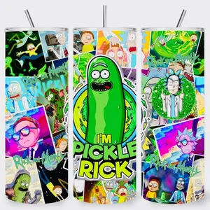 Pickle  Rick 20 ozTumbler - BPA Free, stainless steel, Leak proof, durable, with clear lid