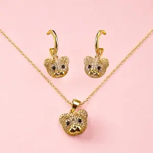Bear face Necklace & Earrings
