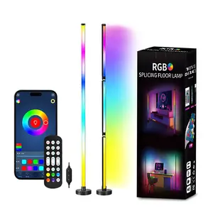 Smart RGB LED Floor Light Color Changing Corner Lamp, Bluetooth APP Remote Control with 16 Million DIY Colors for Living Room, Bedroom, Gaming Room and Festival Decoration
