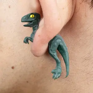 Velociraptor Earrings • Hand-Painted • 3D Printed • Quirky • Funny • Weird • Gift