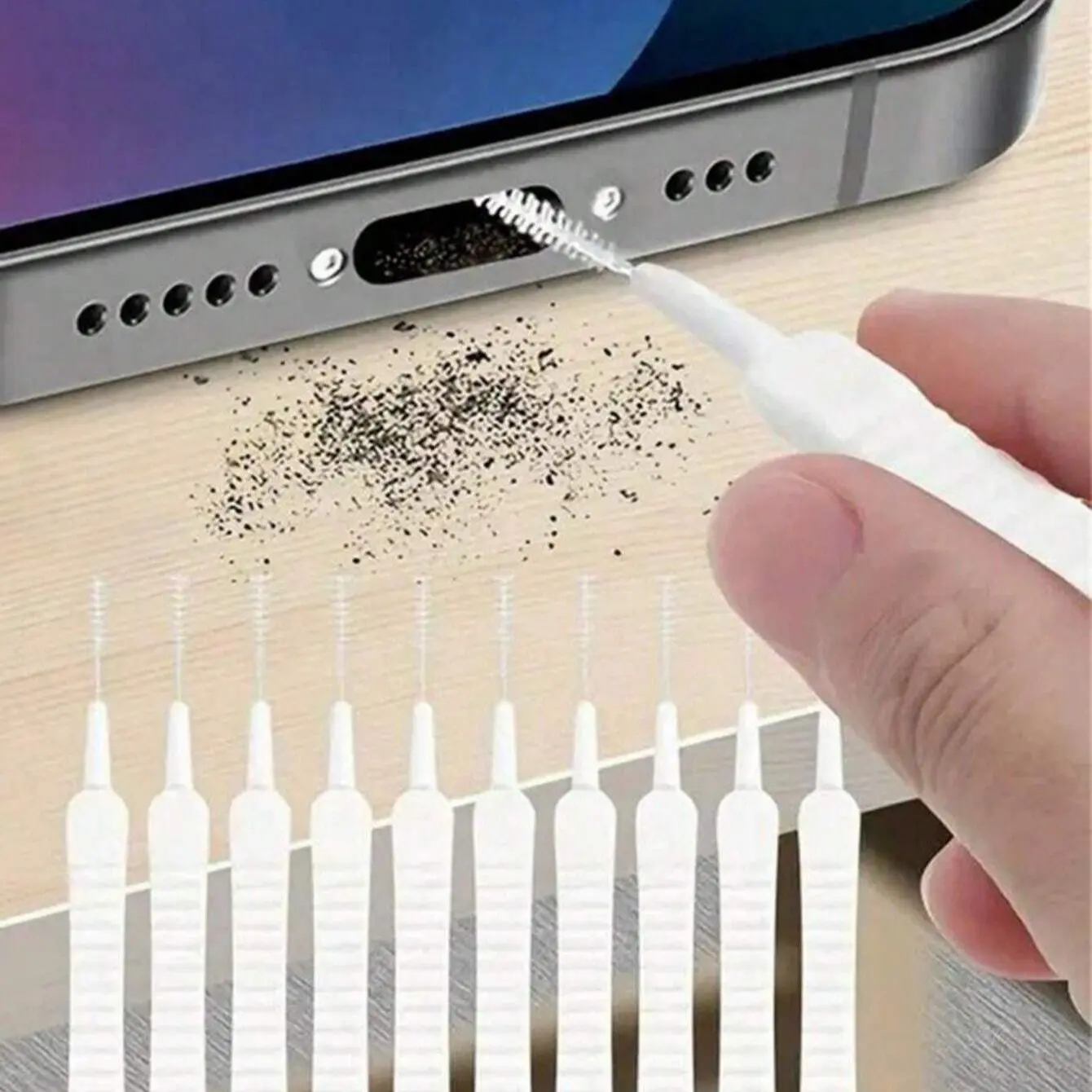 50/20/10 Piece Multi-Function Cleaning Kit, Phone Charging Port Cleaner, Speaker and Earphone Hole Brush, Compatible with iPhone 16/15/14/13/12/11, Bathroom Shower Cleaning Brush, Essential for Bathroom & Device Cleaning