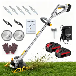 Weed Wacker 21V Brushless Cutter Battery Powered Lightweight.Electric Weed Eater for Lawns and Farmland, DIY Garden, Lawn Care.Cordless Weed Trimmer Weed Wacker with 2 X 4000mAh Battery and Charger 2000W