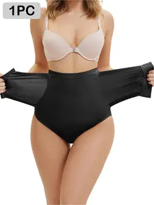 Women's Solid Color High Waist Shapewear Panty, Tummy Control Butt Lifting Shaper, High Stretch Shapewear Bottoms for Daily Wear Womenswear Underwear