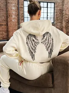 Women's Hooded Sweatshirt Casual Simple Fashion Trend Outdoor Sports Youth Girl Natural Versatile Texture Random Wings Long Sleeve