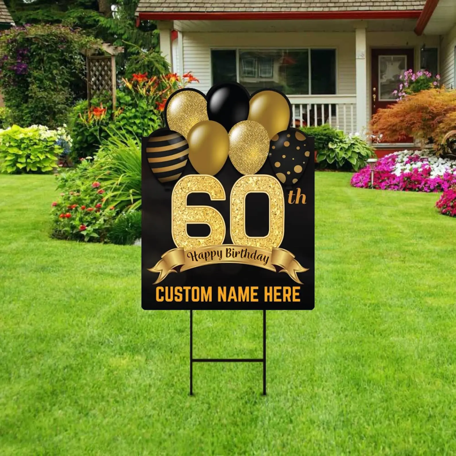 Custom Personalized Large 60th Birthday Yd Sign with Stakes - Outdoor Lawn Decor Plaque, Unique Home Decor Gift for Party Celebrations