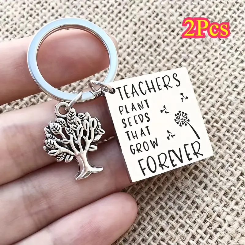 Stainless Steel Tree of Life Keychains (2Pcs) - 3D Metal, Decorative, Anti-Rust Coated, Corrosion Resistant, Circular Ring Keychain - Durable, Symbolic Charm Accessory, Perfect Teacher's Day Gift for Educators, 3D Metal Keychains, Decorative Keychain Keyc