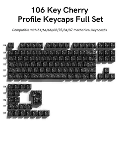 Womier ABS Keycaps, 106-Key Carbon Fiber Patterned Transparent Keycap Set Cherry Profile for US Layout 60 65 75 Mechnical Keyboard,only keycaps