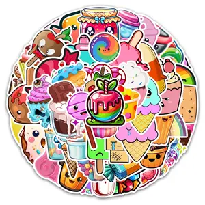54pcs Waterproof Sticker Set, Sweet Food Theme Design, Ideal for Cars, Water Bottles, Luggage, Phones, Notebooks, Computers