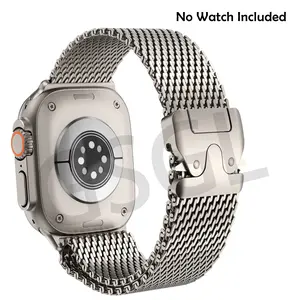 GSGL Smart Watch Band Accessories for Men,Milanese Mesh Loop for Iwatch Ultra 2/Ultra 49mm,Series 10 46mm,9/8/7 45mm,SE2/SE/6/5/4 44mm,3/2/1 42mm Parachute BuckleWearable Official