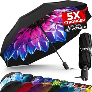 Tumella 9-Rib Design Purple Dahlia Lightweight Umbrella