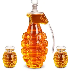 Hand Grenade Whiskey Decanter – 300ml Engraved Military Glass Bottle, Leakproof Veteran Gift for Men