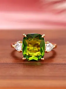 1 PC Fashion Green Cubic Zirconia Ring For Women For Valentine's Day Gift Wedding Anniversary Party Jewelry Teardrop Bridal Rings
