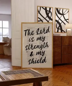 Psalm 28 7, Bible Verse Wall Art, Minimalist Printable, Christian Modern Scripture Poster, Bold Typography, Baptism, Prayer Room Decor