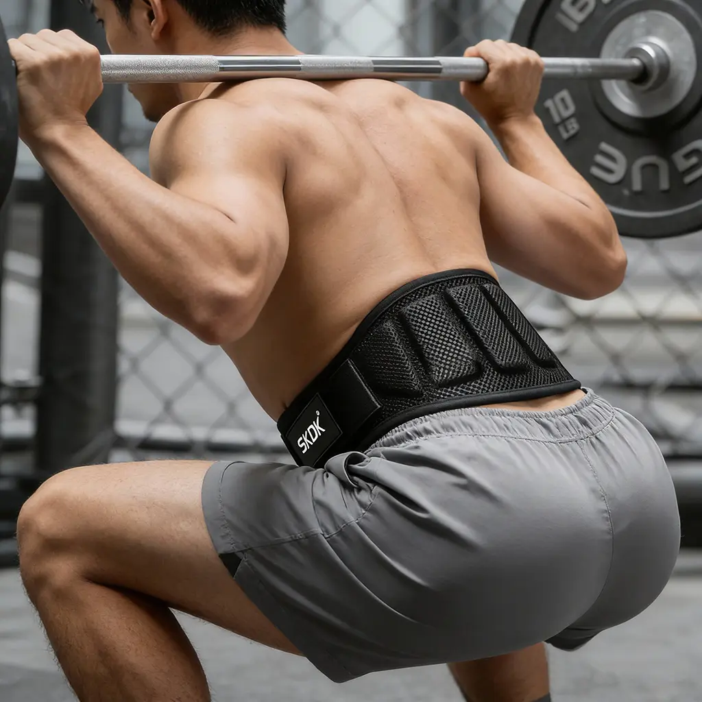 LHU Men's Weightlifting Belt, Breathable EVA & Polyester Waist Support with Hook and Loop Closure for Gym Squat Training and Core Stability, Belts, Breathable Polyester Fiber
