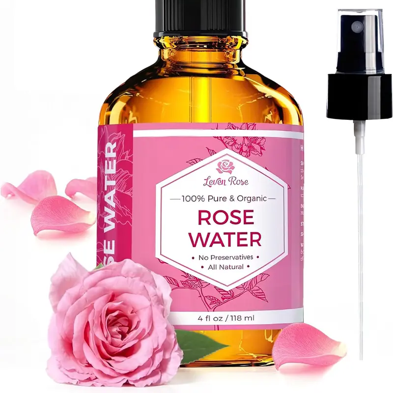 Leven Rose Moroccan Rosewater Spray for Skin Redness & Pore 4oz –Fragrance-Free Skin Cleanser for Sensitive Skin -Toner with Glycerin for Moisturizing
