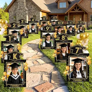 13 count 2026 Graduation Yard Sign, Class of 2026 K-12 DIY Name Yard Sign with Metal Stakes, Congrats Grad Lawn Decor for  to High School Outdoor Grad Party Supplies, Black and