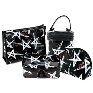 Set of 4 Multi-Purpose Organizers | Black with White Stars