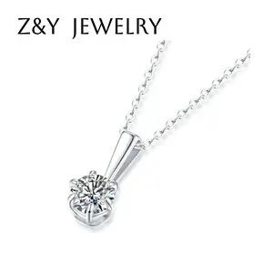Synthetic Moissanite Necklace/Pendant Set 925 Sterling Silver Birthday/Holiday Gift/VVS1 D-Color 0.5/2/3/5CT CARAT [P9532]
