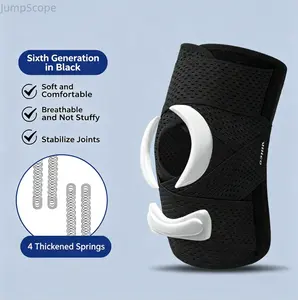 6th Gen Breathable Knee Brace, Single Sold Meniscus Patella Support with 4 Spring Stabilizers for Pain Relief & Sports Recovery