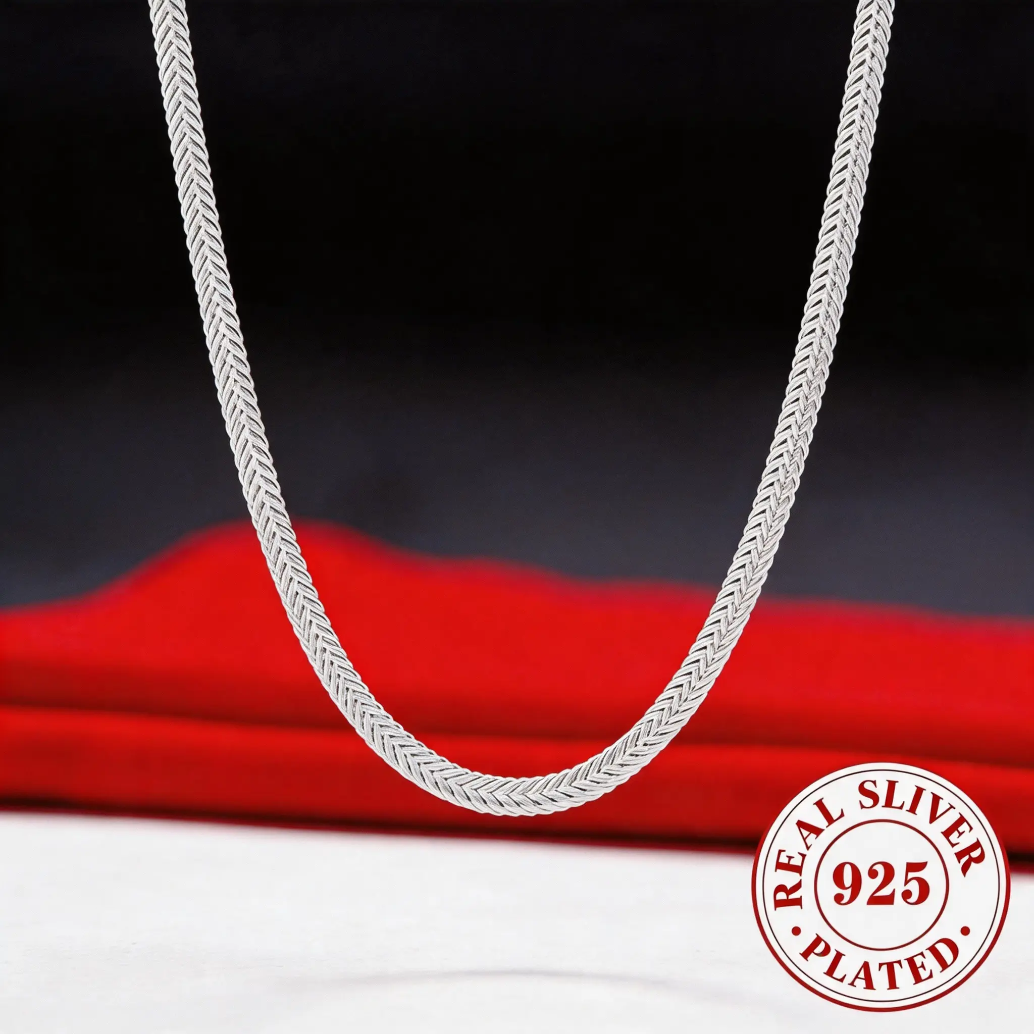 925 Silver Plated Flat Snake Bone Chain & Link Necklace, 6mm Width, 20-24in Length, Lobster Clasp, Tarnish-Proof Unisex Jewelry for Casual Wear, Perfect Birthday/Anniversary Gift, 20-24 Inches, Daily, Dating Scenes, Flat Foxtail Snake Bone Woven Chain, Me