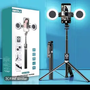 New 6 in 1 Selfie Stick With Fill Light, 67" Phone Tripod & Wireless Remote Page Turner,Bluetooth Camera Video Recording Remote,Music Control, for iPhone ,iPad ,iOS,Android