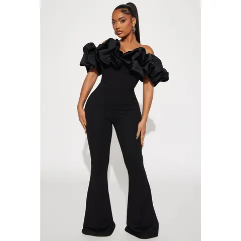 Ruffle Affair Jumpsuit - Black