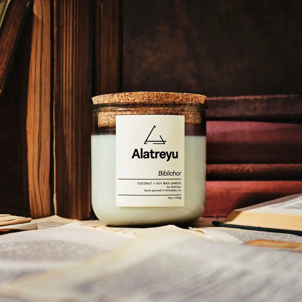 Biblichor Scented Candle | Old Books · Rice Paper · Vanilla | The smell of old books, a cozy home fragrance and gift for book lovers | Hand-Poured 100% Coconut + Soy Wax | Pay What You Can