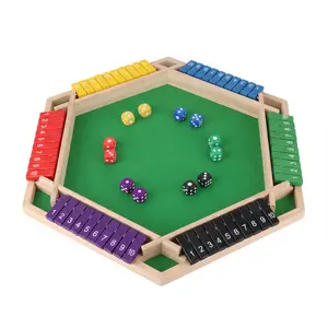 1-6 Players Shut The Box Dice Game, 10 Numbers Traditional Wooden Pub Bar Board Gam for Classroom, Party, or Pub