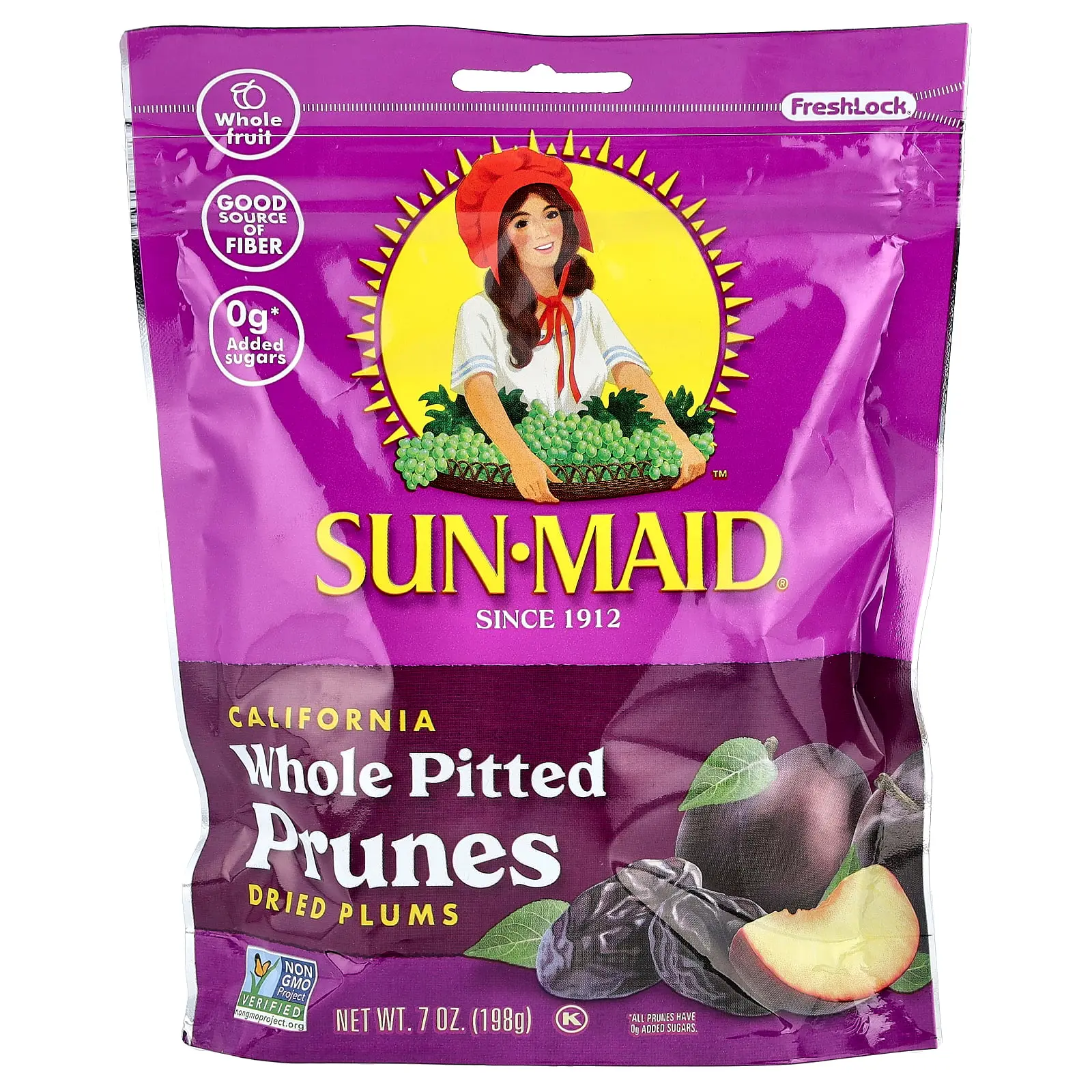 Sun-Maid California Whole Pitted Prunes, Dried Plums, 7 oz (198 g)