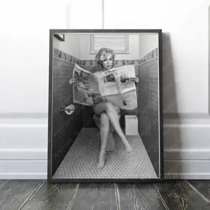 Hilarious Marilyn Monroe Sitting on Toilet Print - A Premium Quality Vintage - Inspired Wall Art for Your Bathroom. This Amusing Poster Adds a Touch of Whimsy to Your Decor, Unframed letterpress
