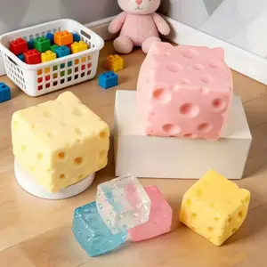 FUFUSQUISHY Yellow Cheese Stress Toy, 3Inch Soft Non-Rebounding Squishy forAdults & Kids, Sensory Fidget Toy withTactile Stress Relief Fun, Classroom Rewards,Birthday Gift, Gift for girlfriend, Desk Toy